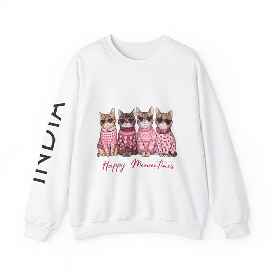 Cozy Cat Lovers Valentine's Sweatshirt, Cute Animal Apparel, Valentine's Day Gift, Unisex Crewneck, Fun Cat Sweatshirt